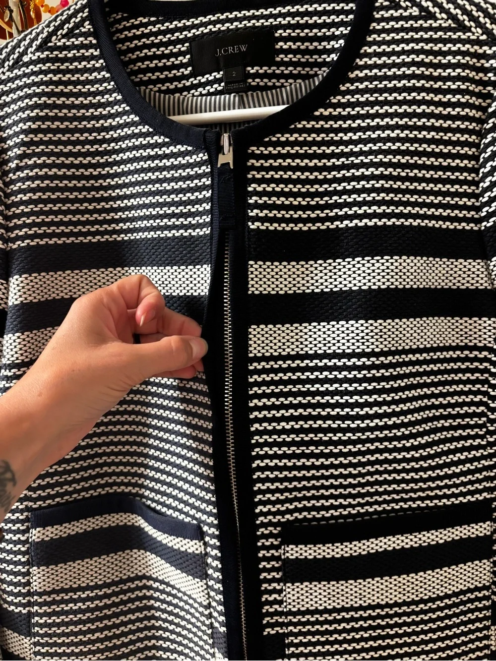 J. Crew Navy and White Striped Jacket